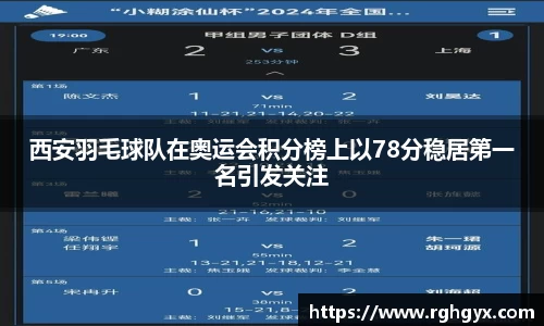 西安羽毛球队在奥运会积分榜上以78分稳居第一名引发关注